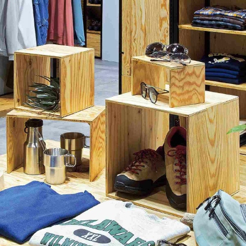 木製ディスプレイボックス ラーチ合板 30cm角