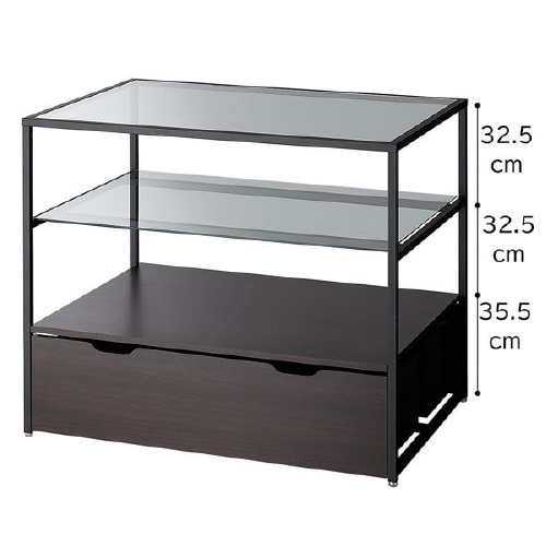 3段テーブル トロッコ付き ブラック脚 Dブラウン