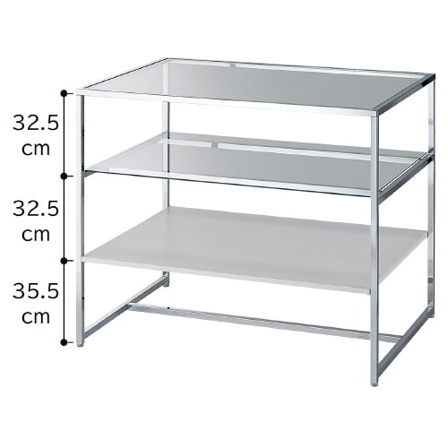 3段テーブル クローム脚 ホワイト