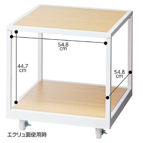 キャスター付き2段テーブル ホワイト 幅60cm