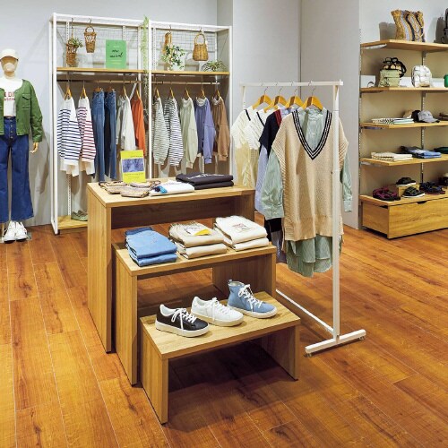 オーバーハングハンガーラックW120 角パイプ 白