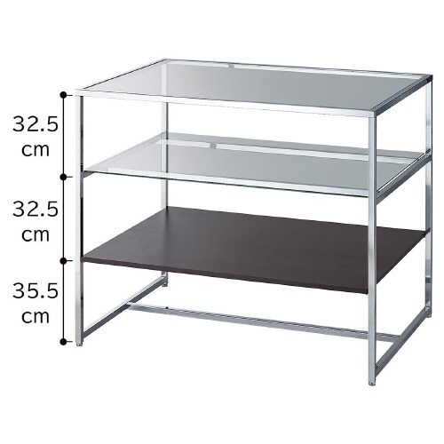 3段テーブル クローム脚 ダークブラウン