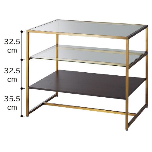 3段テーブルアンティークゴールド脚 ダークブラウン