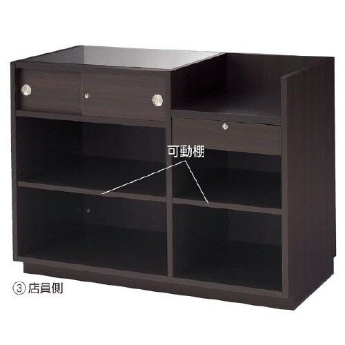 引戸型ショーケース付レジ台 W120 Dブラウン