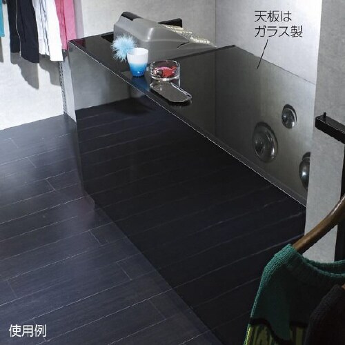 ガラストップ一体型レジ台 ブラック