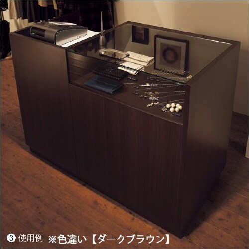 引戸型ショーケース付レジ台 W120 ホワイト