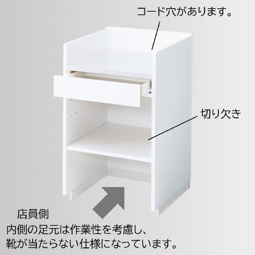 3方枠型レジカウンター台 ホワイト 幅60cm