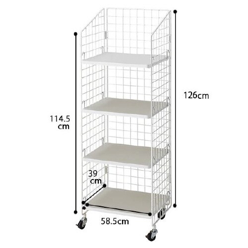 ネットラック 白 木棚4段 幅62×高さ135cm