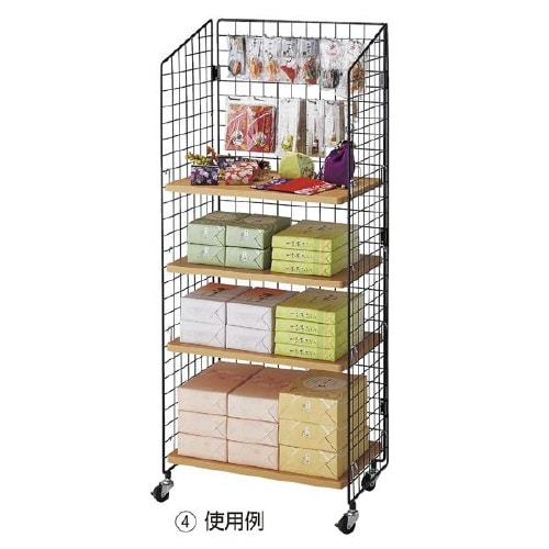 ネットラック 黒 木棚4段 幅62×高さ135cm