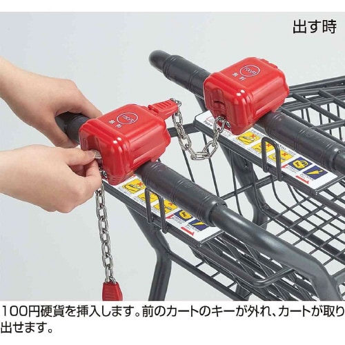 小型バスケットショッピングカート コインロック付き