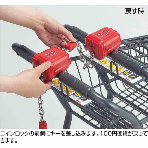 小型バスケットショッピングカート コインロック付き