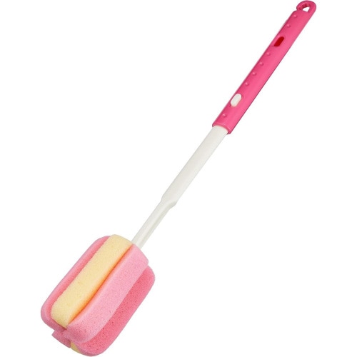 伸縮式ボトル洗いスポンジ ピンク 7セット