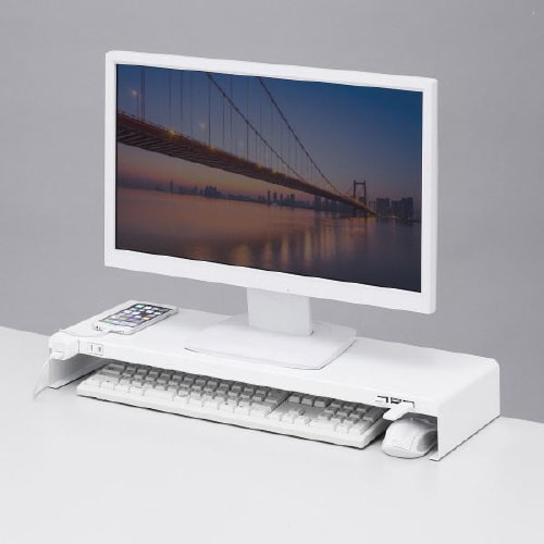 電源タップ+USBポート付き机上ラック