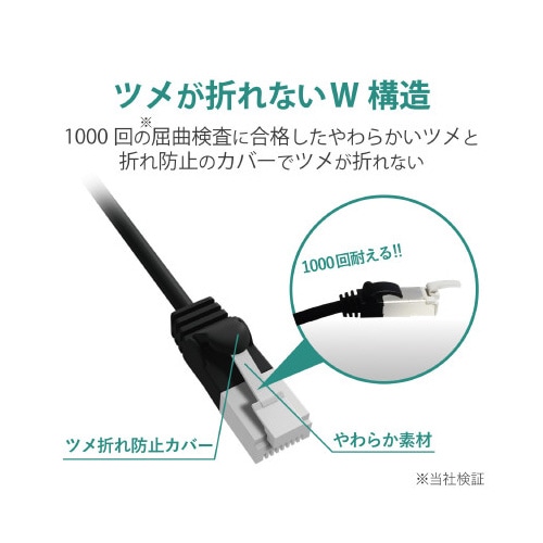 やわらかLANケーブルCAT6A爪折防止3m黒