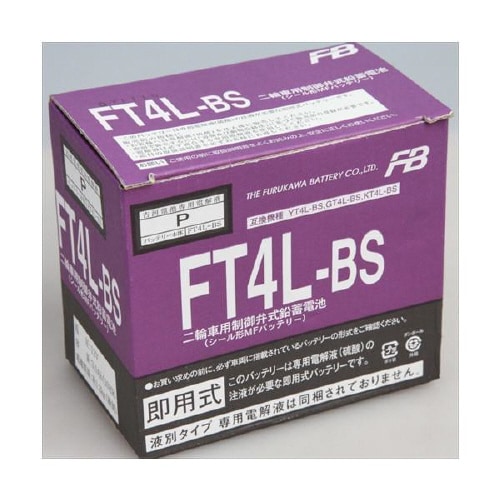 バイク用バッテリー 液入充電済み FT4L−BS