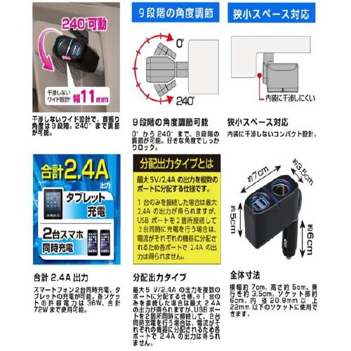 1DC+2USBダイレクトソケット F274