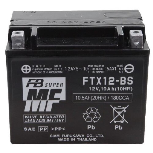 バイク用バッテリー 液入充電済み FTX12−BS