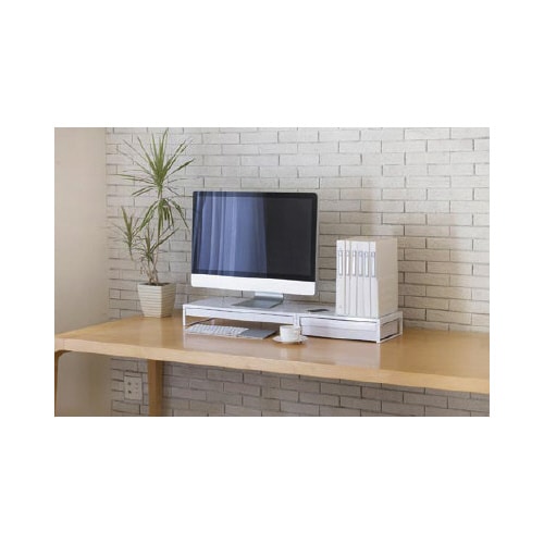 机上台 引出し付き 幅590mm 白 4セット