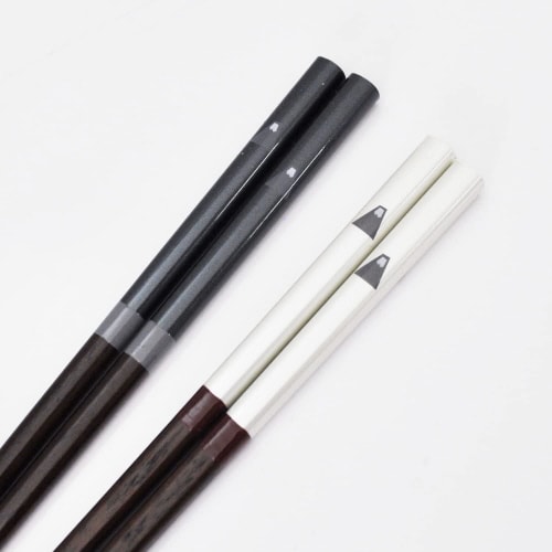 箸 桐箱入富士ペア ブラック/ホワイト