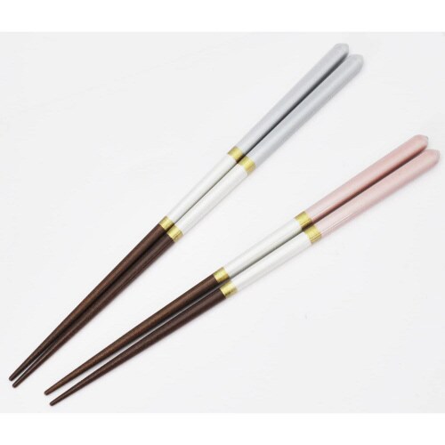 箸 桐箱箸置付 シャンパンペア 水色/ピンク