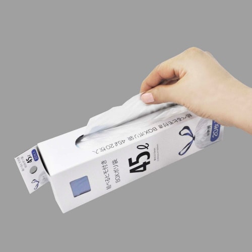 結べるヒモ付きBOXポリ袋 45L 20枚入×4