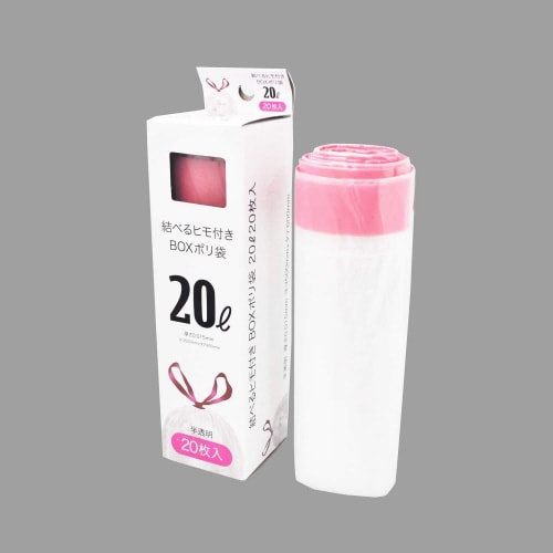結べるヒモ付きBOXポリ袋 20L 20枚入×5