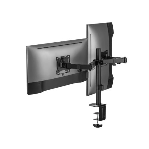 液晶モニターアーム2画面クランプグロメット式BK