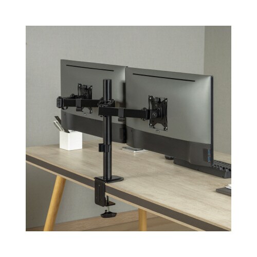 液晶モニターアーム2画面クランプグロメット式BK