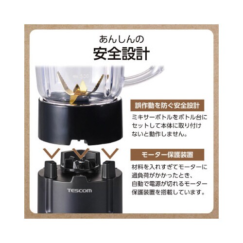 ミキサー ミル トライタンボトル 1000ml 黒