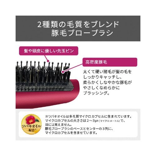 マイナスイオンカールドライヤー 豚毛 桃