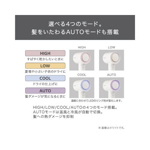 マイナスイオンドライヤー I字型 白