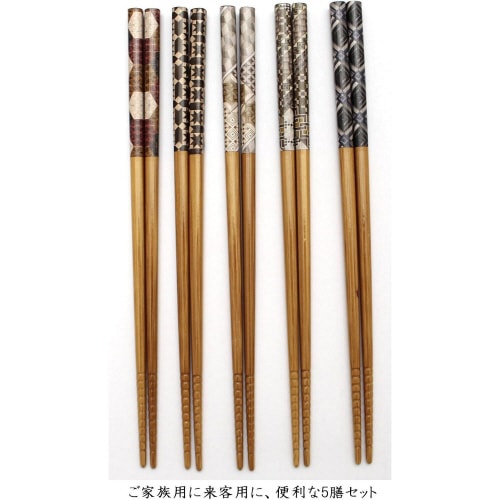 箸 組木模様 ブラウン 5膳入×2