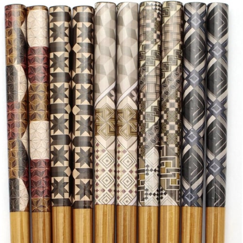 箸 組木模様 ブラウン 5膳入×2