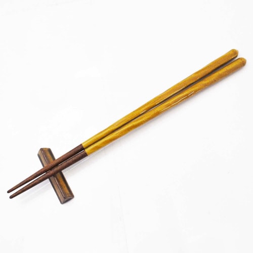 箸 箸置きセット 黄磁 23cm