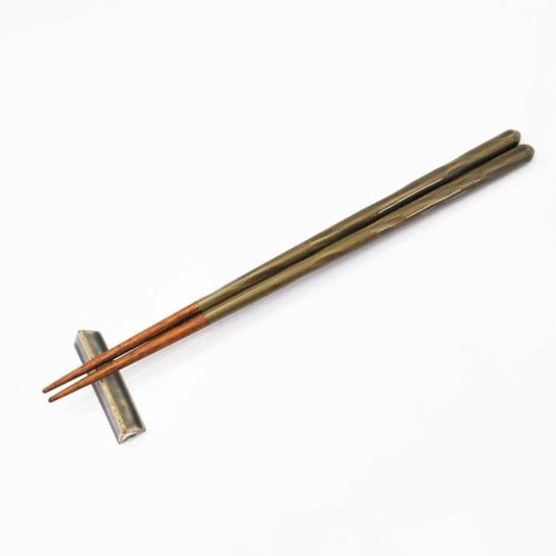 箸 箸置きセット 緑釉 23cm