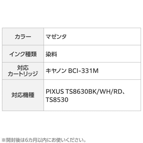 リサイクルインク BCI−331M マゼンタ
