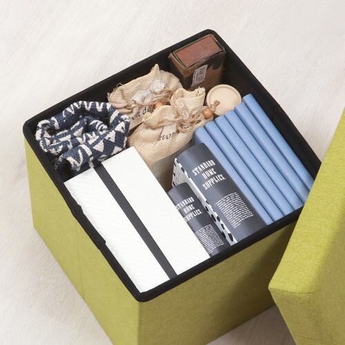 収納スツール 30cm ウール調 リーフグリーン