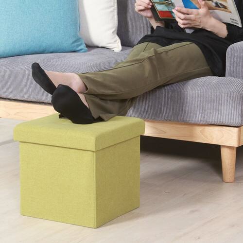 収納スツール 30cm ウール調 リーフグリーン