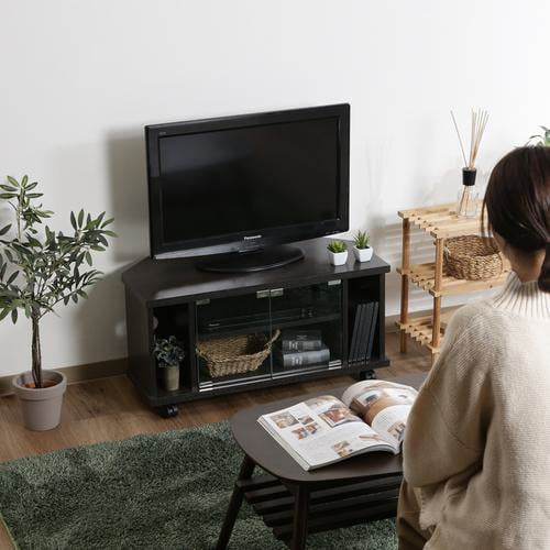 コーナーTVボード ブラウン