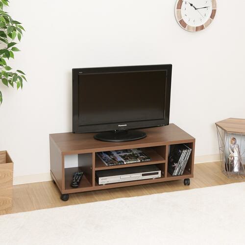 キャスター付きTV台 ミディアムブラウン