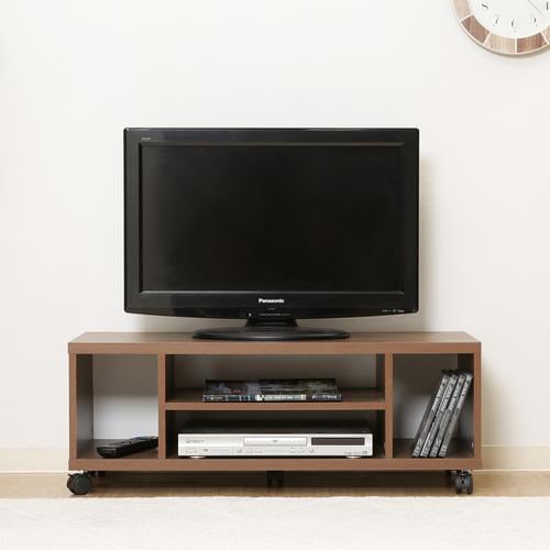 キャスター付きTV台 ミディアムブラウン