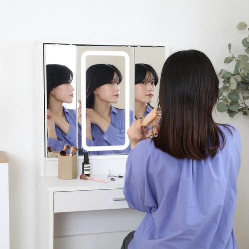 三面鏡ドレッサー WH LEDライト付き