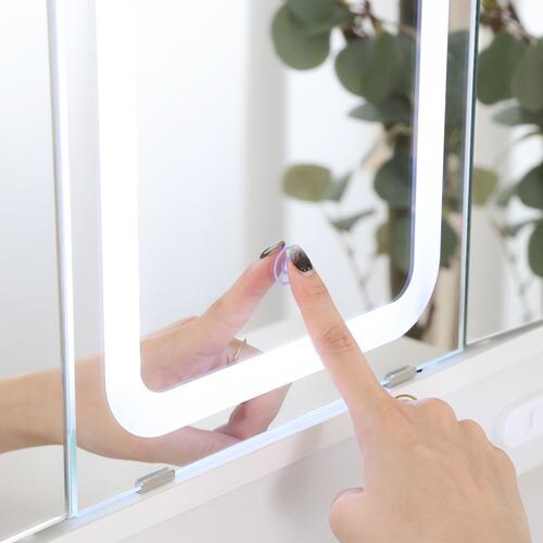 三面鏡ドレッサー WH LEDライト付き