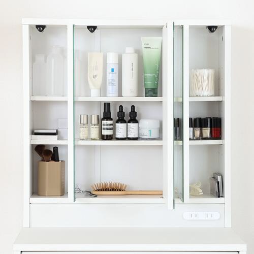 三面鏡ドレッサー WH LEDライト付き