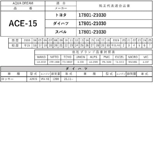 PLATINUMエアフィルター AD−ACE−15