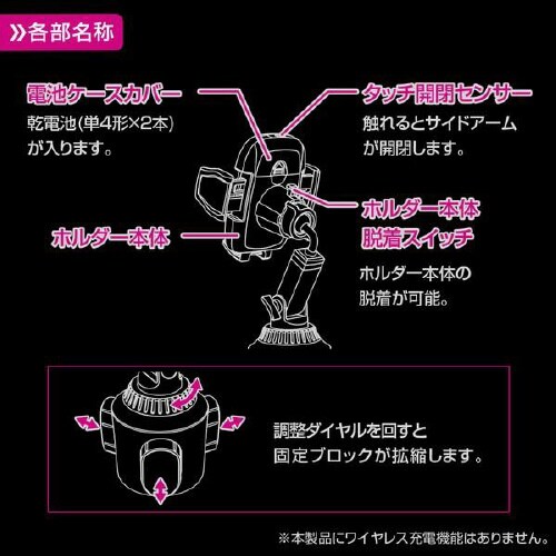 コードレス自動開閉スマホホルダー ドリンクホルダー