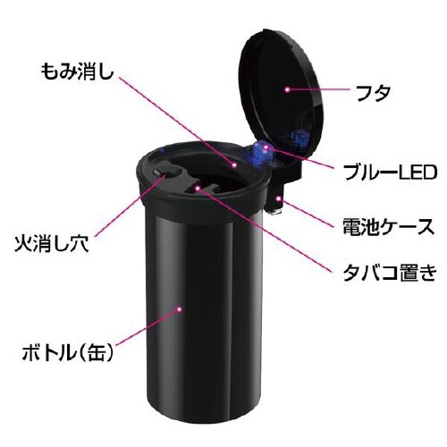 EXEA灰皿 ライト缶アッシュ カラー:ブラック