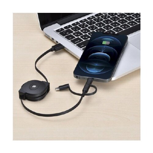 3way ライトニングケーブル 巻き取りタイプ