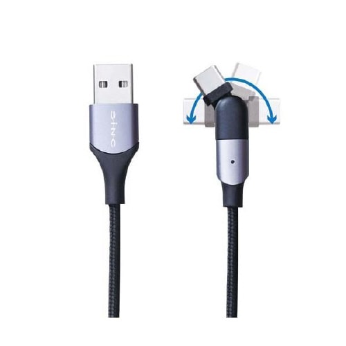 端子180度可動USBケーブル(L字) D607