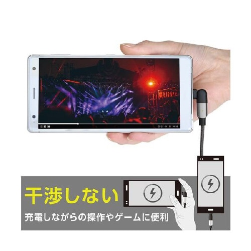 端子180度可動USBケーブル(L字) D607